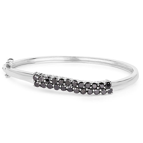 3.53 Carat Genuine Black Diamond Sterling Silver Bangle