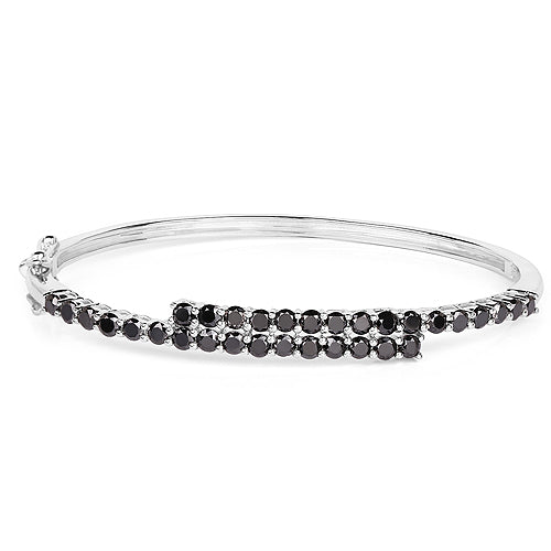 Brazalete de plata esterlina .925 con diamante negro genuino de 4.00 quilates