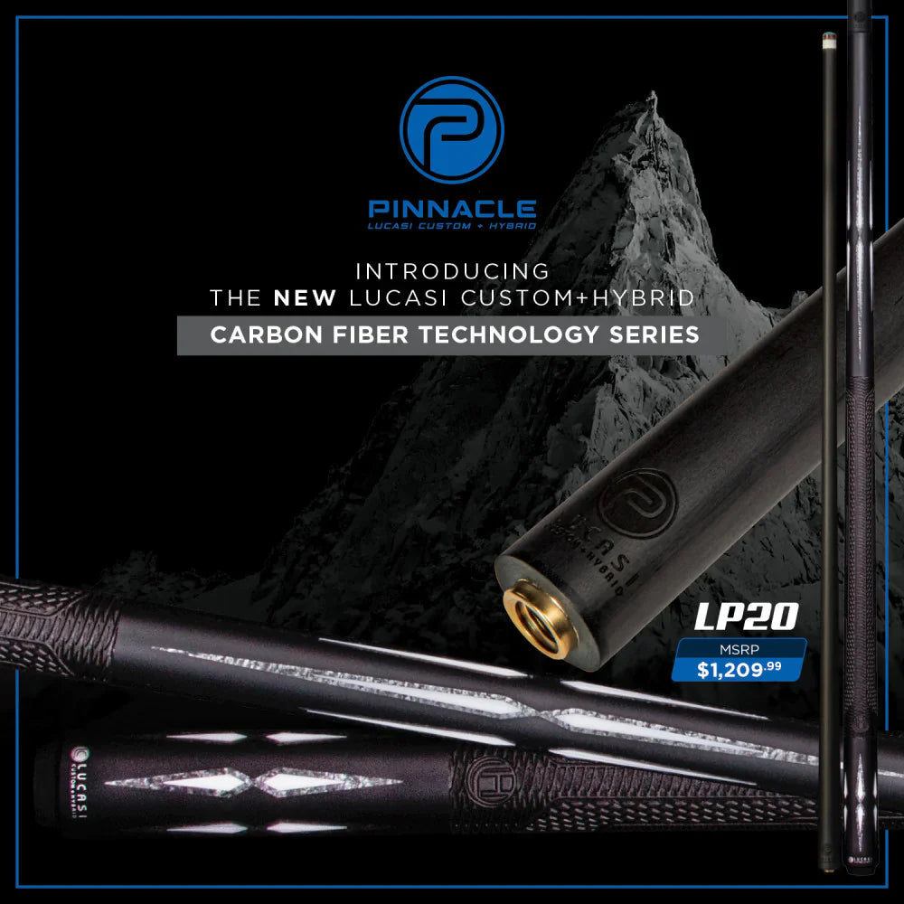 Lucasi Pinnacle LP20 Midnight Black Cue with Advanced Carbon Fiber Shaft - Korvel