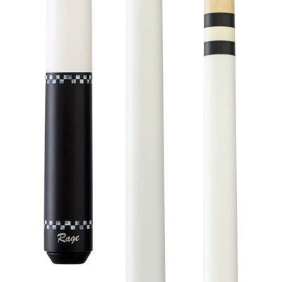 Premium Rage White Checkers Cue Stick - Wrapless Design - Korvel