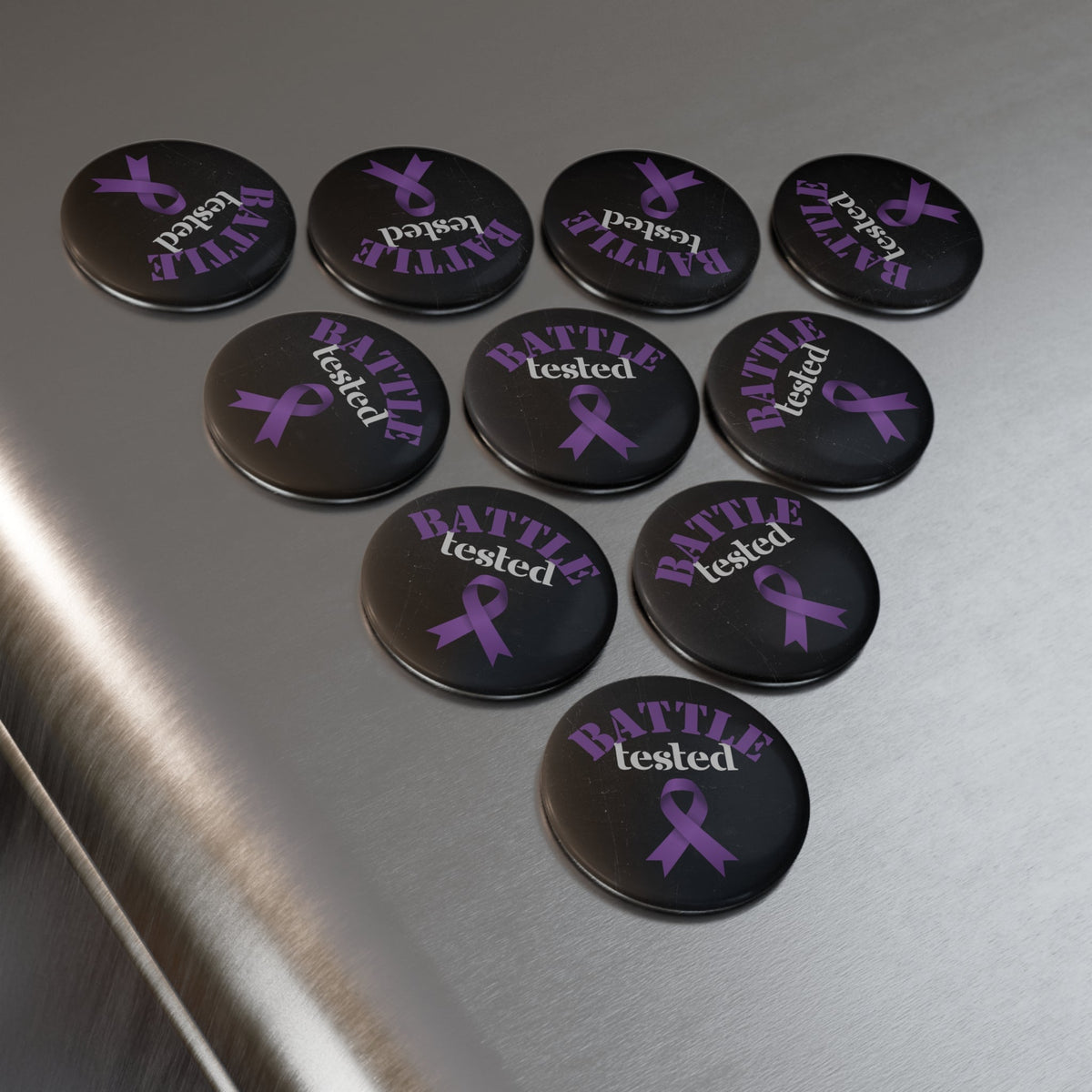 Aimant de sensibilisation à la ruban violet éprouvé au combat - 2,25" rond