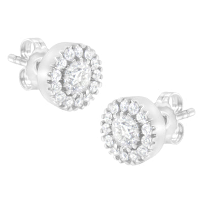 Pendientes de aro con diamantes en oro blanco de 14k