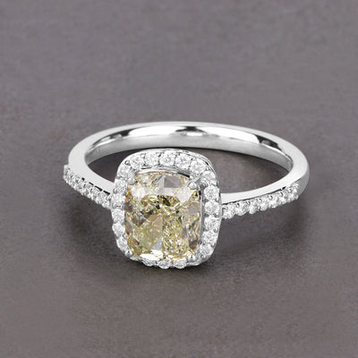 IGI Certified 2.05 Carat Light Yellow Diamond Engagement Ring
