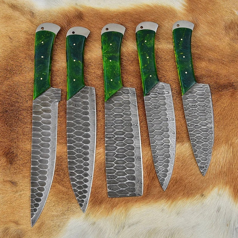 Artisan Crafted Damascus Steel Knife Set - 5 Essential Pieces - Korvel