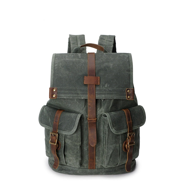 Mochila de Viaje Vintage de Lona con Cera para Hombre