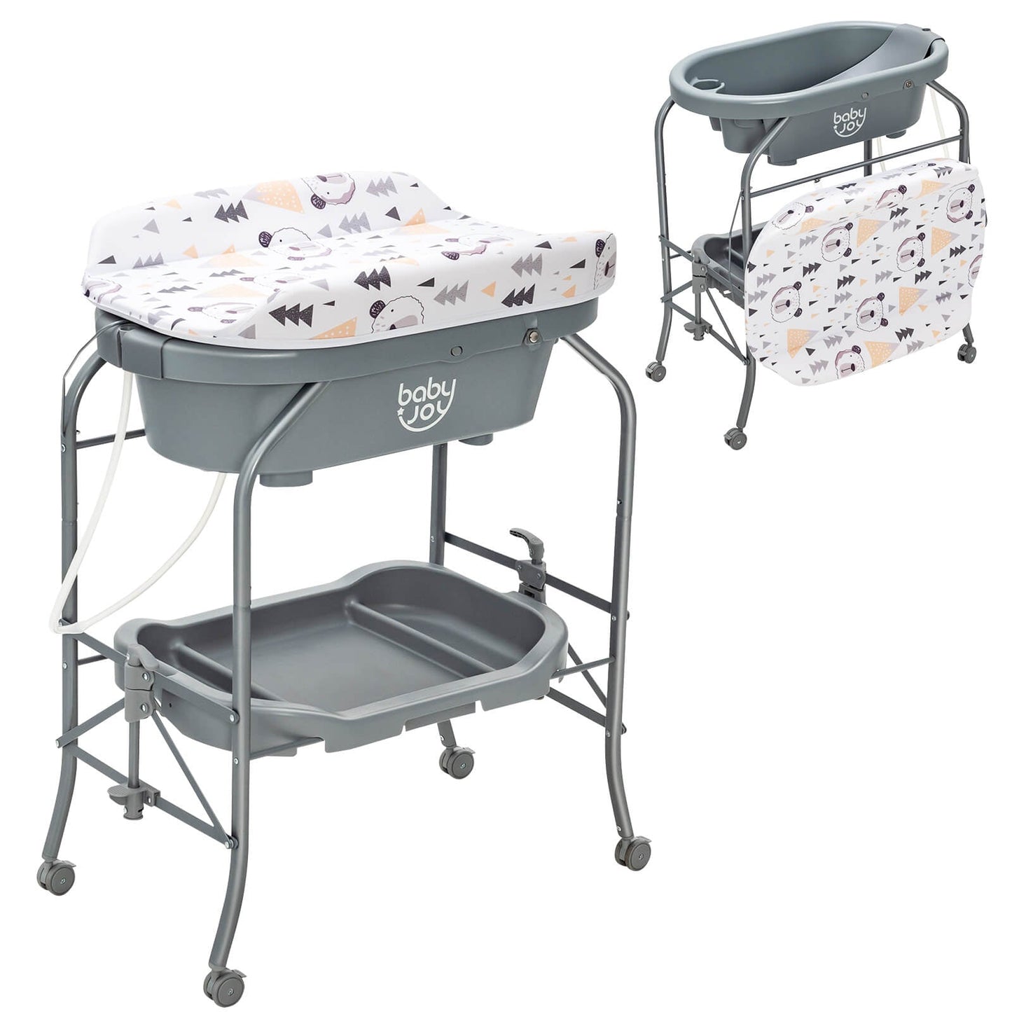 Mesa de Cambio Portátil para Bebés con Almacenamiento - Gris