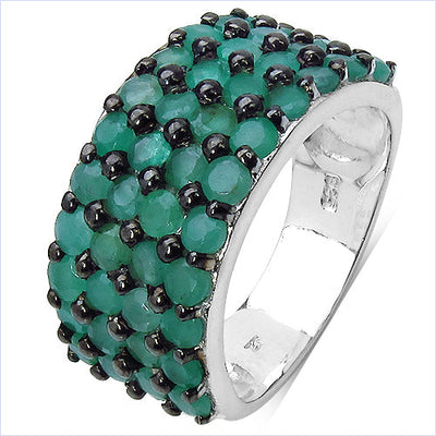 2.99 Carat Genuine Emerald Sterling Silver Engagement Ring