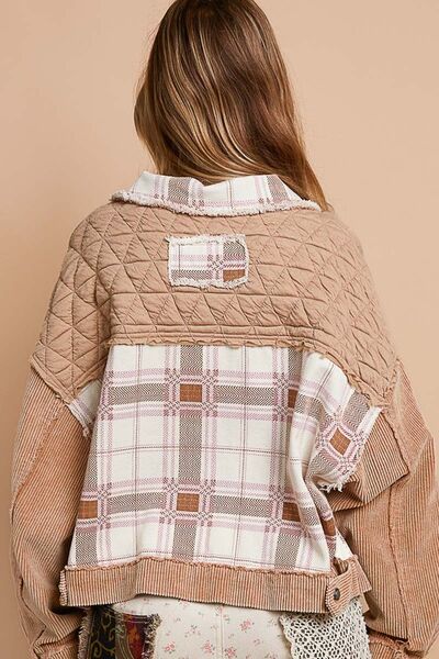 Chaqueta de Botones de Pana Jacquard Retro para Mujeres
