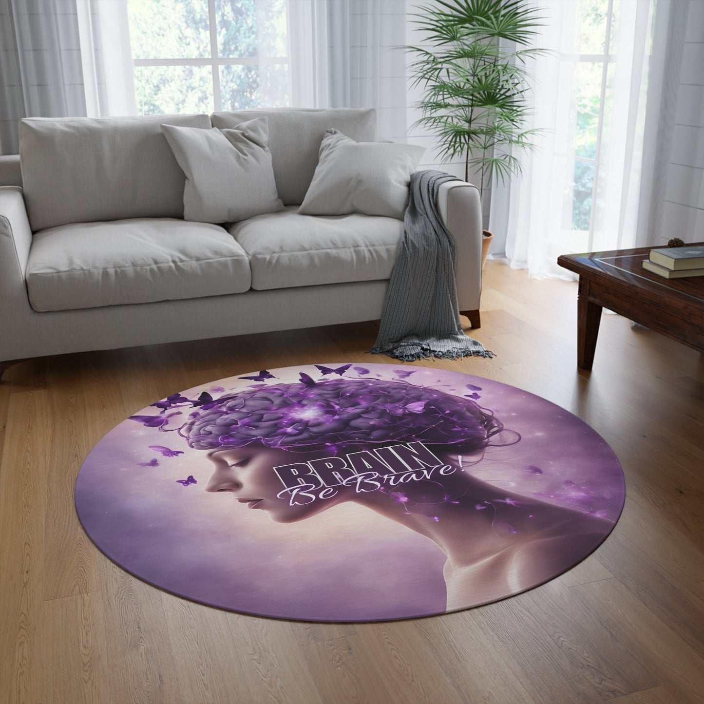 Alfombra Redonda Sé Valiente - Diseño de Mariposa Inspirador