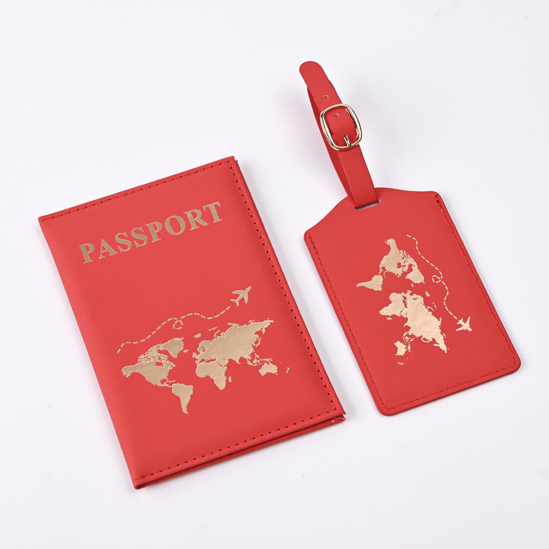 Cubierta de Pasaporte Elegante de PU con Dorado de Mapa