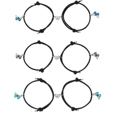 Elegant Matching Couple Bracelets Set with Butterfly Design