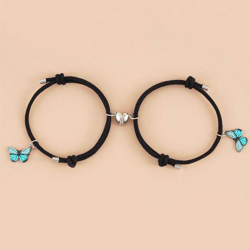 Ensemble de Bracelets Correspondants Élégants pour Couples avec Design de Papillon