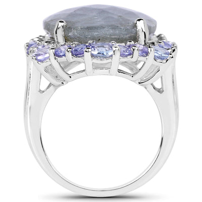 Bague en argent sterling de 13,99 carats en labradorite et tanzanite