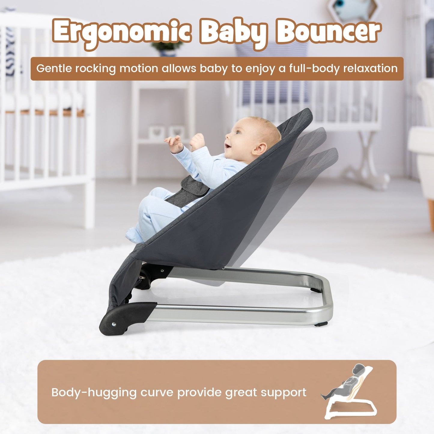 Asiento de rebote para bebés Gbruno - Estructura de aluminio gris