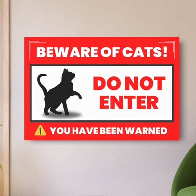 Playful 'Beware of Cats' Metal Sign – Whimsical Décor for Cat Enthusiasts - Korvel