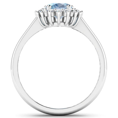 1.62 Carat Aquamarine and Diamond 14K White Gold Engagement Ring