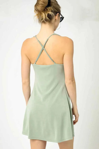 Umgee Crisscross Square Neck Active Dress