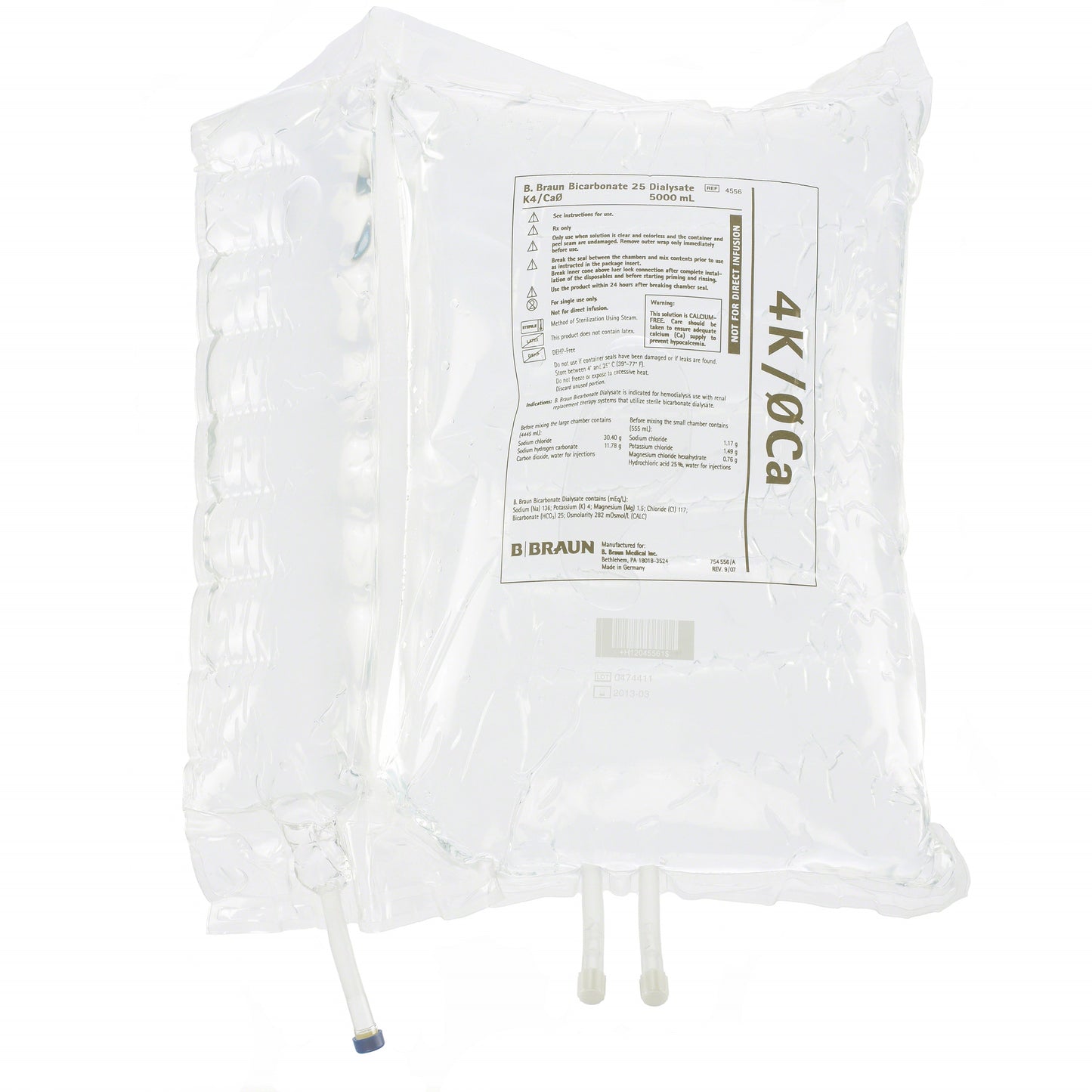 Solution de dialyse bicarbonate 25, sans calcium, 2 x 5000 mL