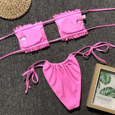 Women's Ruffle Tie Side Bikini Set - Premium Swimwear