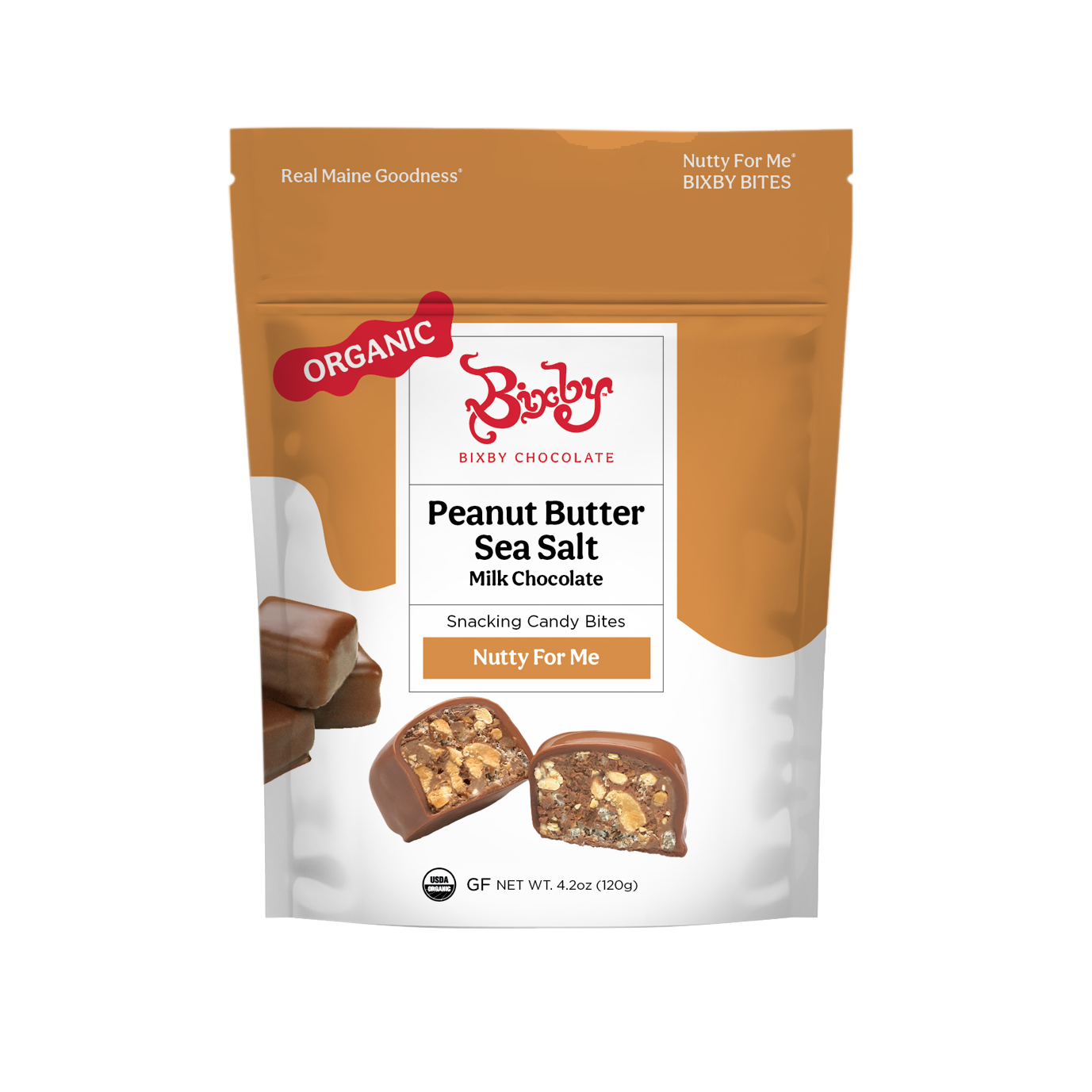 Nutty For Me Bixby Bites: Milk Chocolate + Crunchy Peanut Butter + Maine Sea Salt