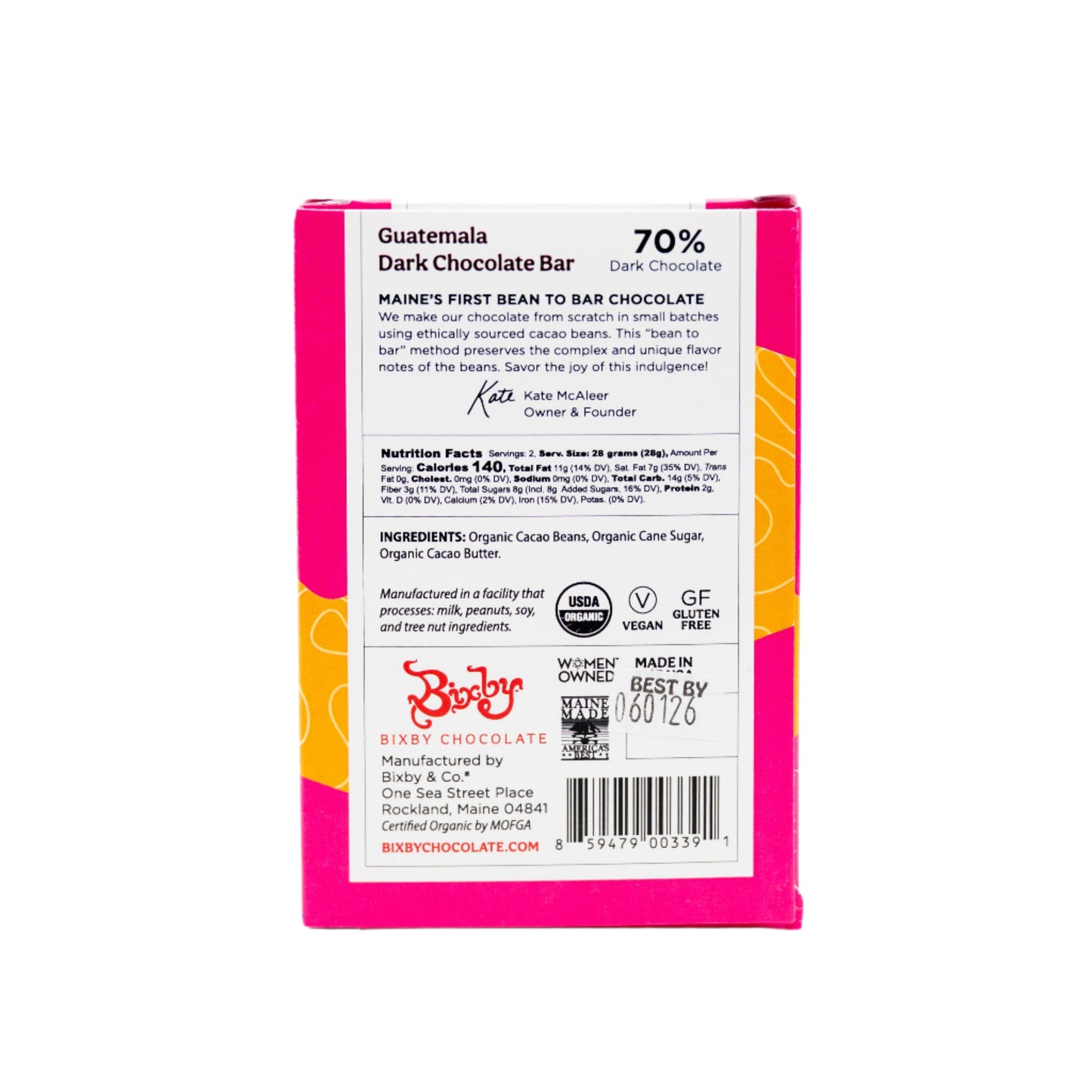 Barra de chocolate negro orgánico guatemalteco 70%