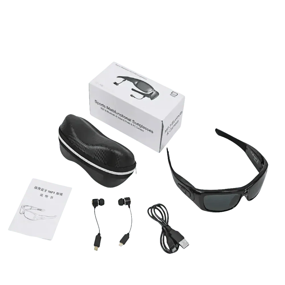Black Camcorder Glasses with HD 1080P Mini Camcorder