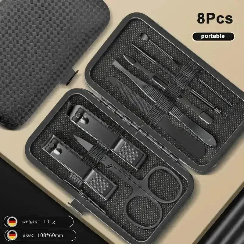 Premium Black Manicure Nail Clipper Set Case