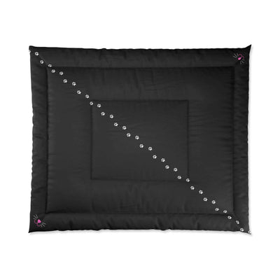 Black Pawprint Path Cat Lover Comforter