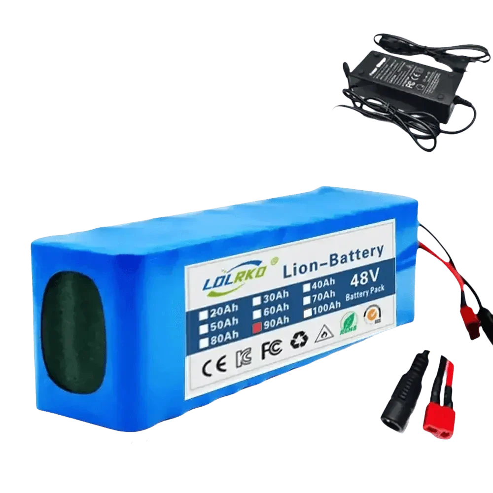Paquete de batería de iones de litio Blue de 48V 90Ah con cargador