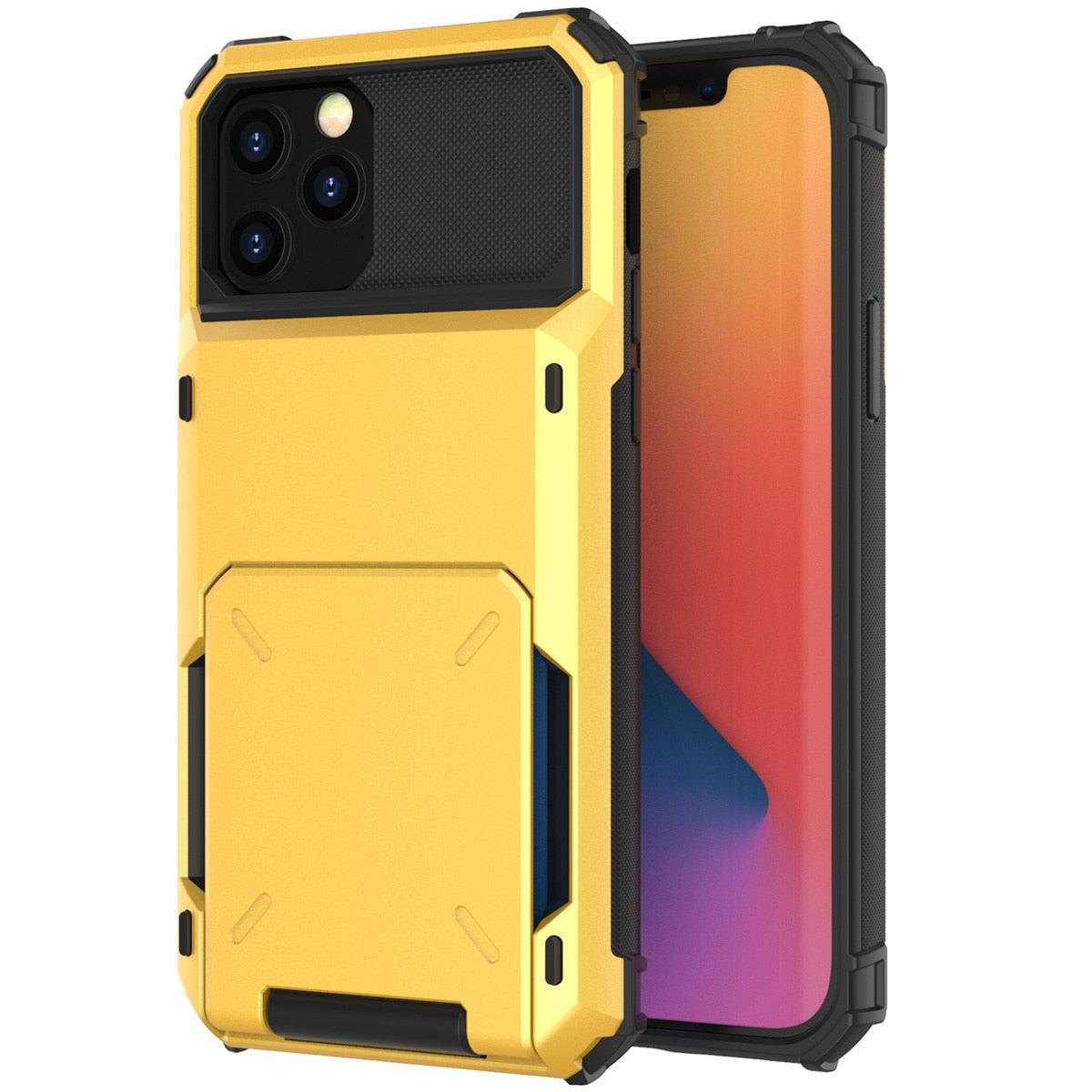 Funda para teléfono con bolsillo oculto y tarjetero para hombres en azul para iPhone 13/14