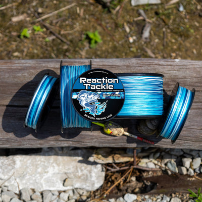 Reaction Tackle Blue Camo Braided Fishing Line - Ultimate Strength & Sensitivity - Korvel