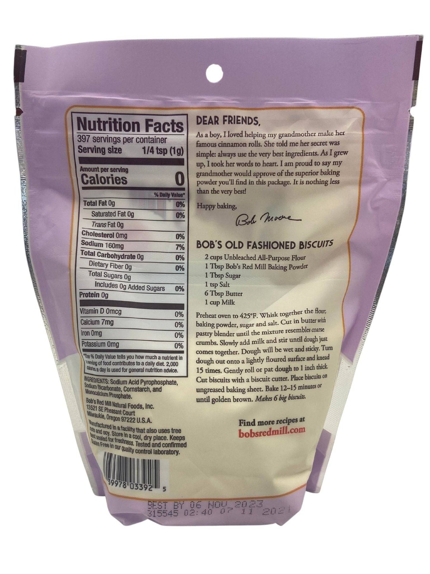 Levadura en polvo sin gluten de Bob's Red Mill