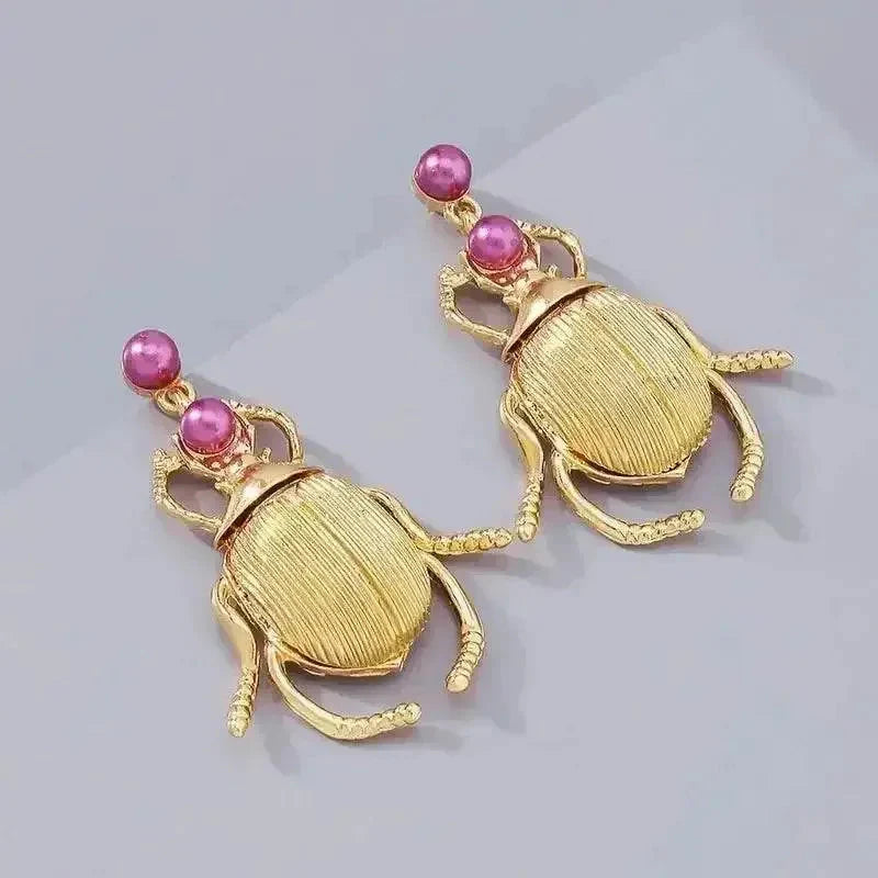 Vintage-Inspired Bohemia Earrings for Women - Gold-Plated Insect Design with Sparkling Diamonds - Korvel