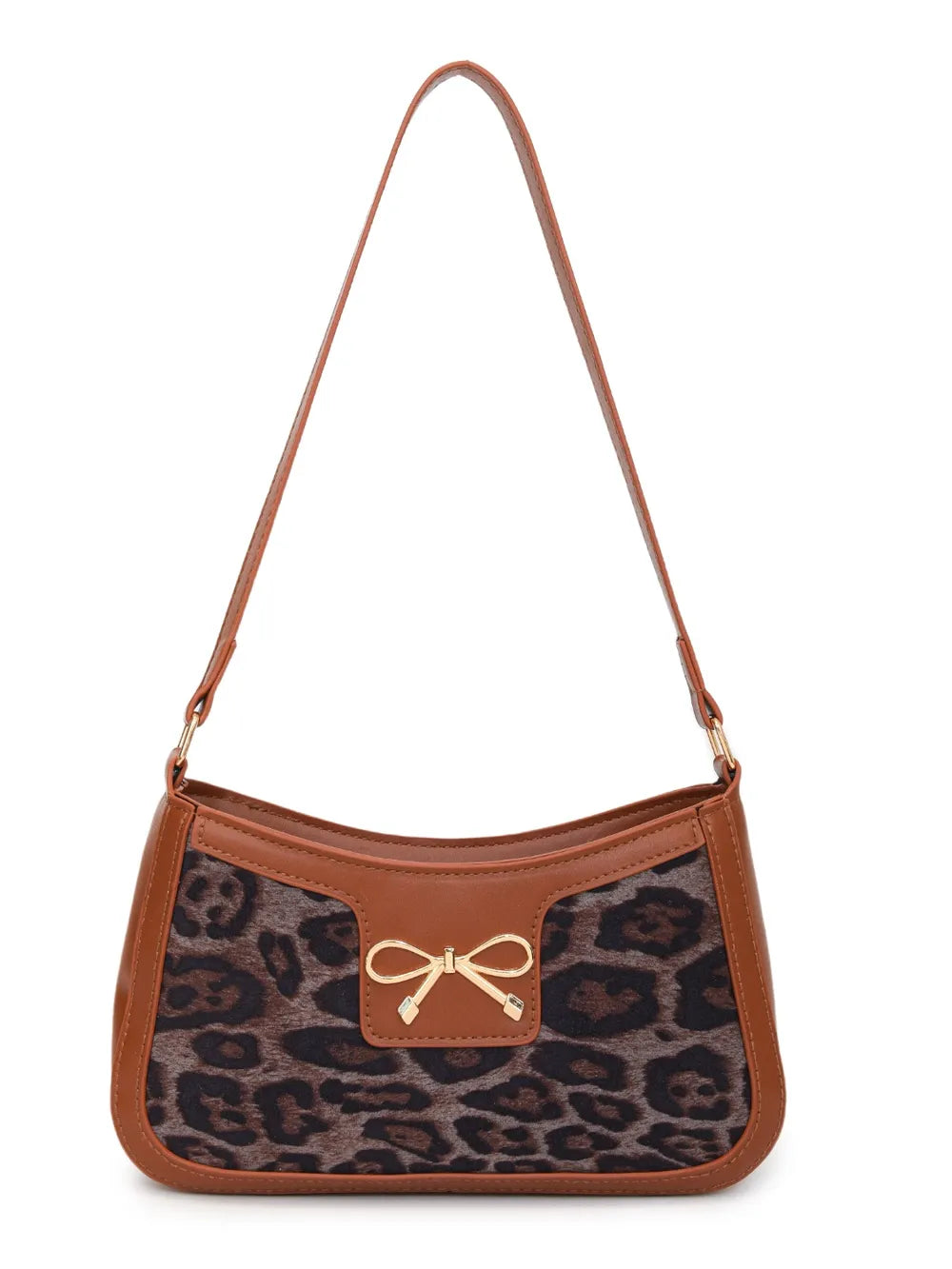 Bow Leopard PU Leather Crossbody Handbag
