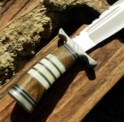 Heritage Bowie Knife - Artisan Crafted, D2 Steel Blade, Elegant Rosewood and Bone Handle - Korvel