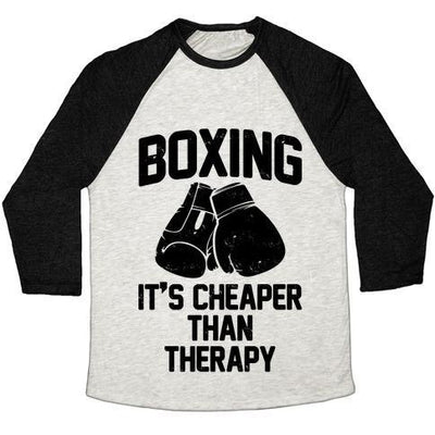 Boxing Es Más Barato Que la Terapia Camiseta de Béisbol de Mezcla Tri