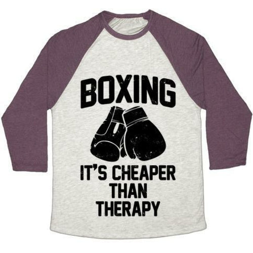 Boxing Es Más Barato Que la Terapia Camiseta de Béisbol de Mezcla Tri