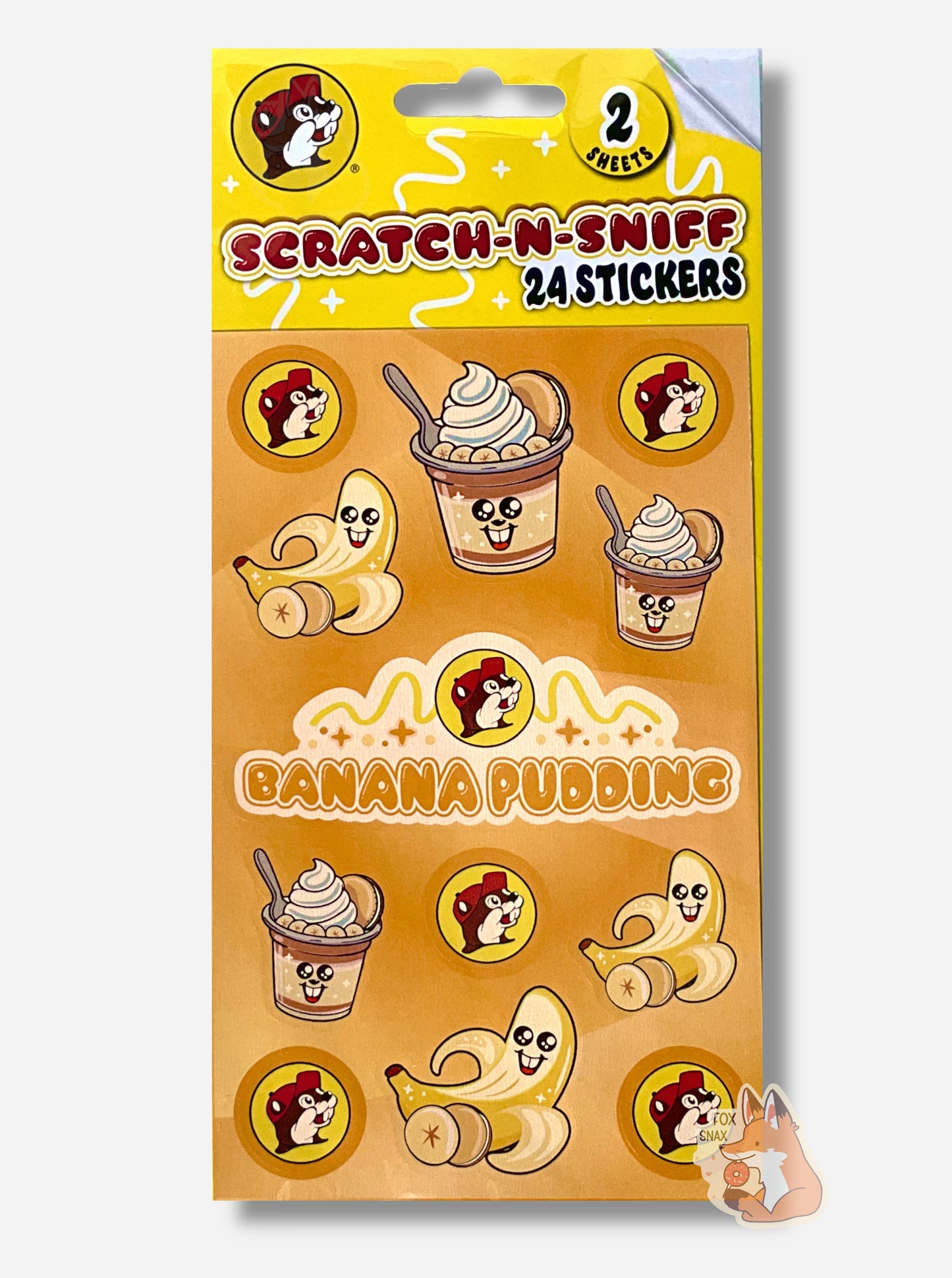 Autocollants à gratter et sentir de pudding à la banane de Buc-ee's