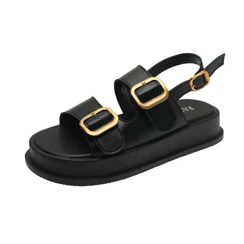Buckle Open Toe Platform Sandals - Korvel