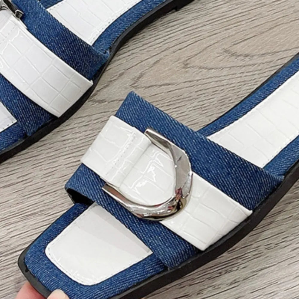 Buckle Trim Open Toe Sandals - Korvel