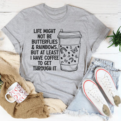 Camiseta de mariposas y arcoíris
