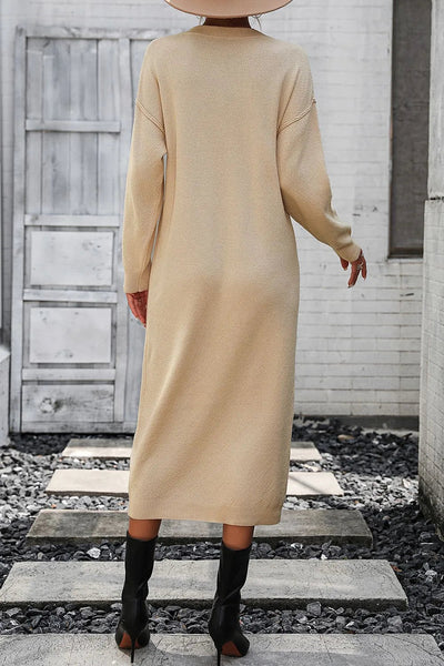Button knit sweater dress fashionable temperament commuting women's sweater women - Korvel