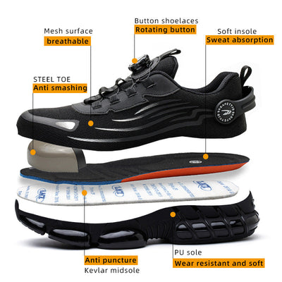 Button on/off no tie wear-resistant shoes anti smashing and anti piercing breathable and safe shoes for summer - Korvel