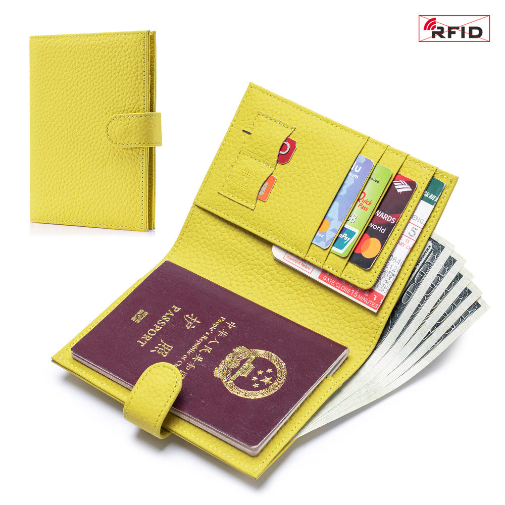 Bolso de Pasaporte Ultra Delgado de Cuero con Protección RFID