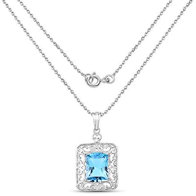 Colgante de Topacio Azul Suizo de 10.63 Quilates en Plata Esterlina