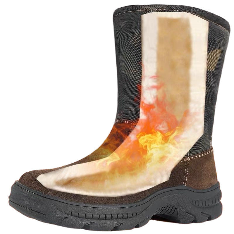 Bottes de neige montantes pour hommes avec fourrure et coton