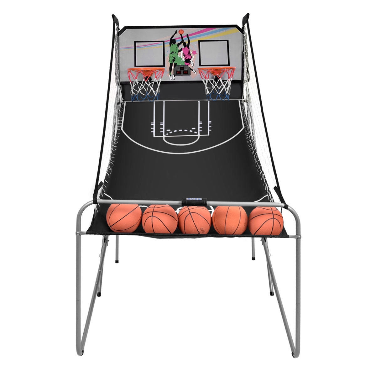 Foldable Double Electronic Basketball Game with 4 Balls