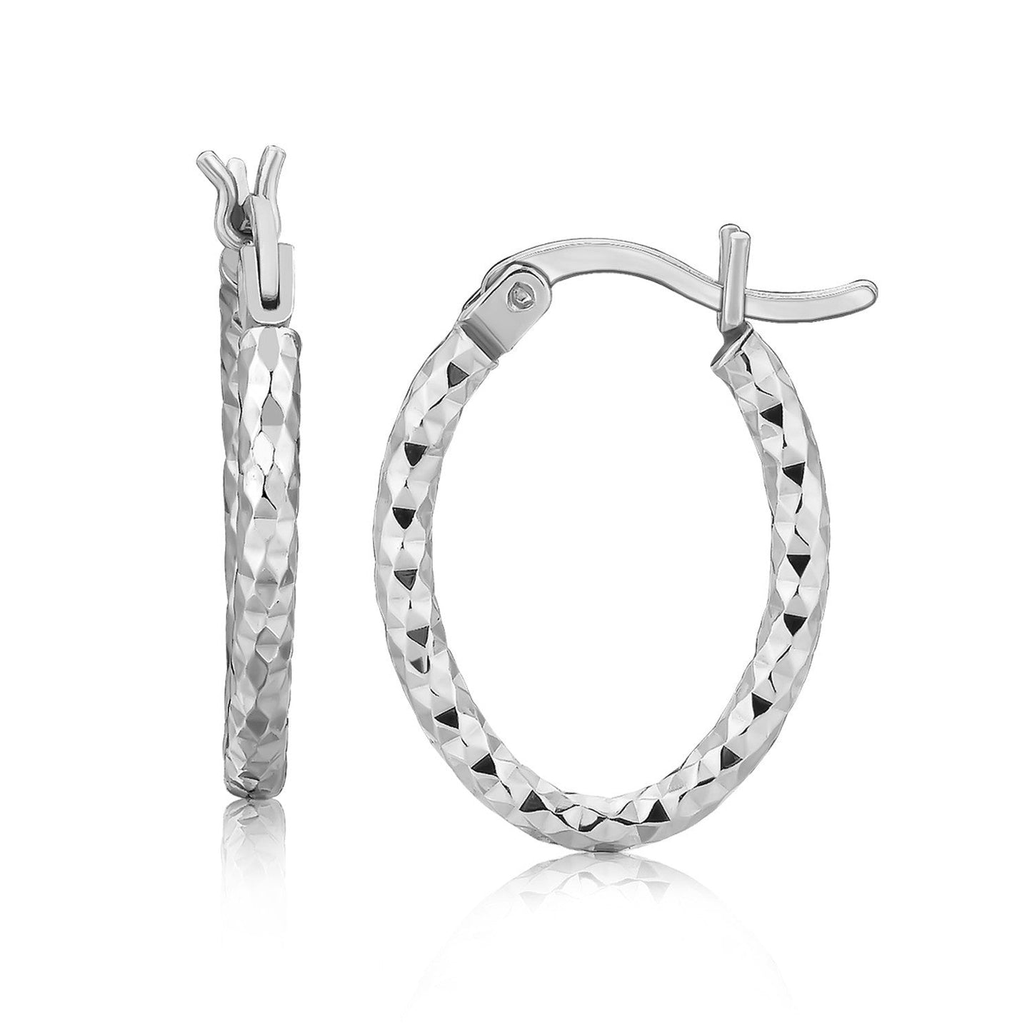 Boucles d'oreilles ovales petites en argent sterling plaqué rhodium