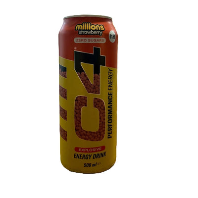 C4 Energy Millions Strawberry – Energizing Energy Drink 500mL Can