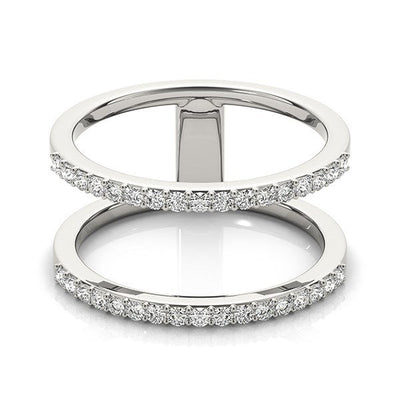 14k White Gold Dual Band Design Ring with Diamonds